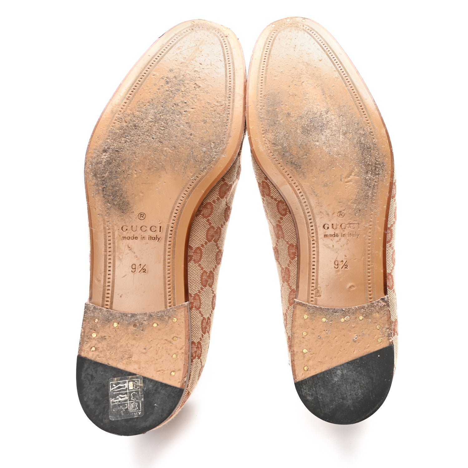Canvas GG Monogram Horsebit Mens Jordaan Loafers 9.5 Beige Ruggine Light Brown