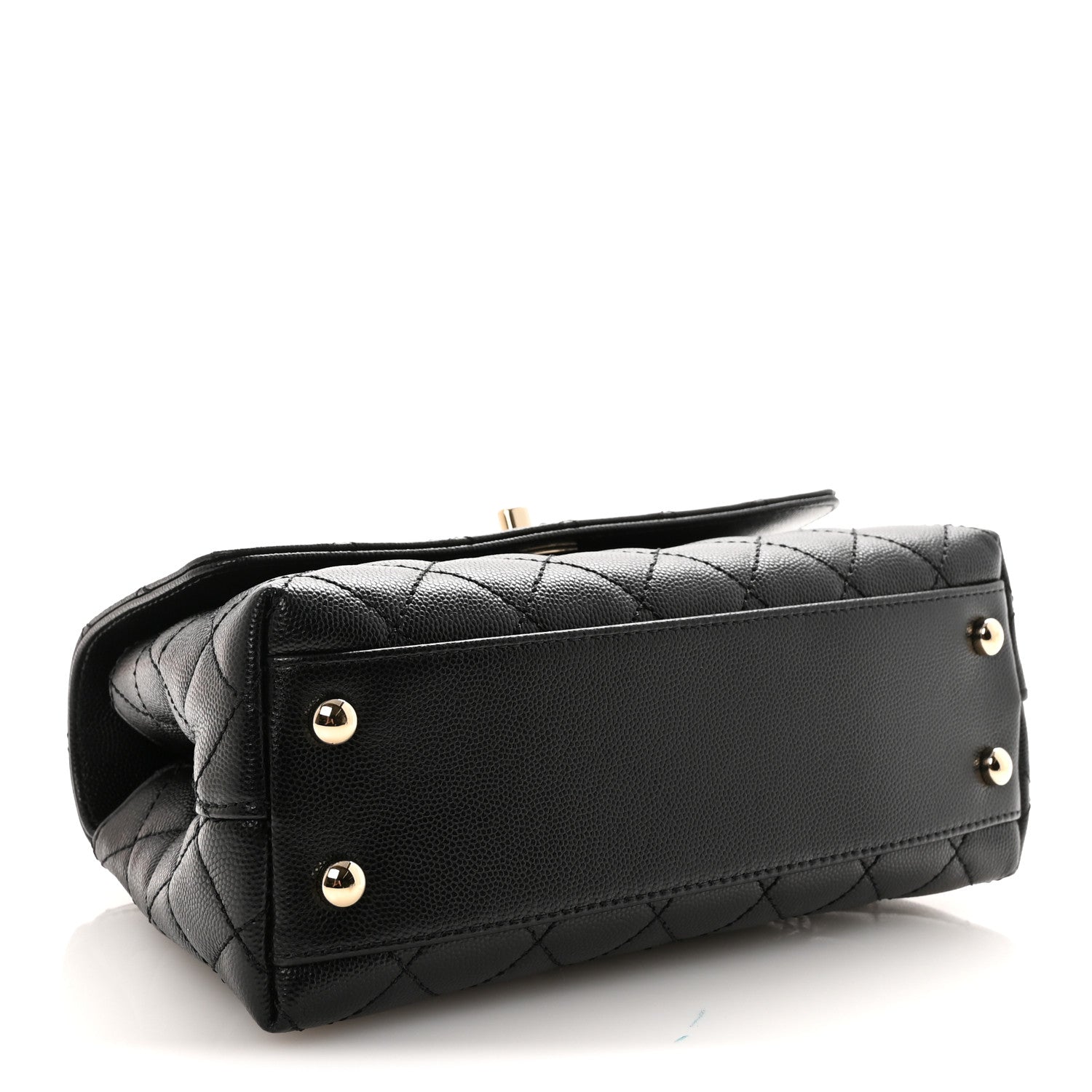 Caviar Lizard Embossed Quilted Mini Coco Handle Flap Black