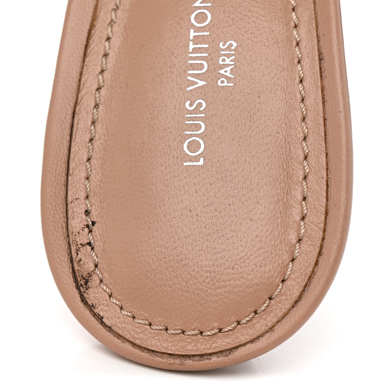 Lambskin Embossed Monogram Revival Mules 37.5 Peche Beige
