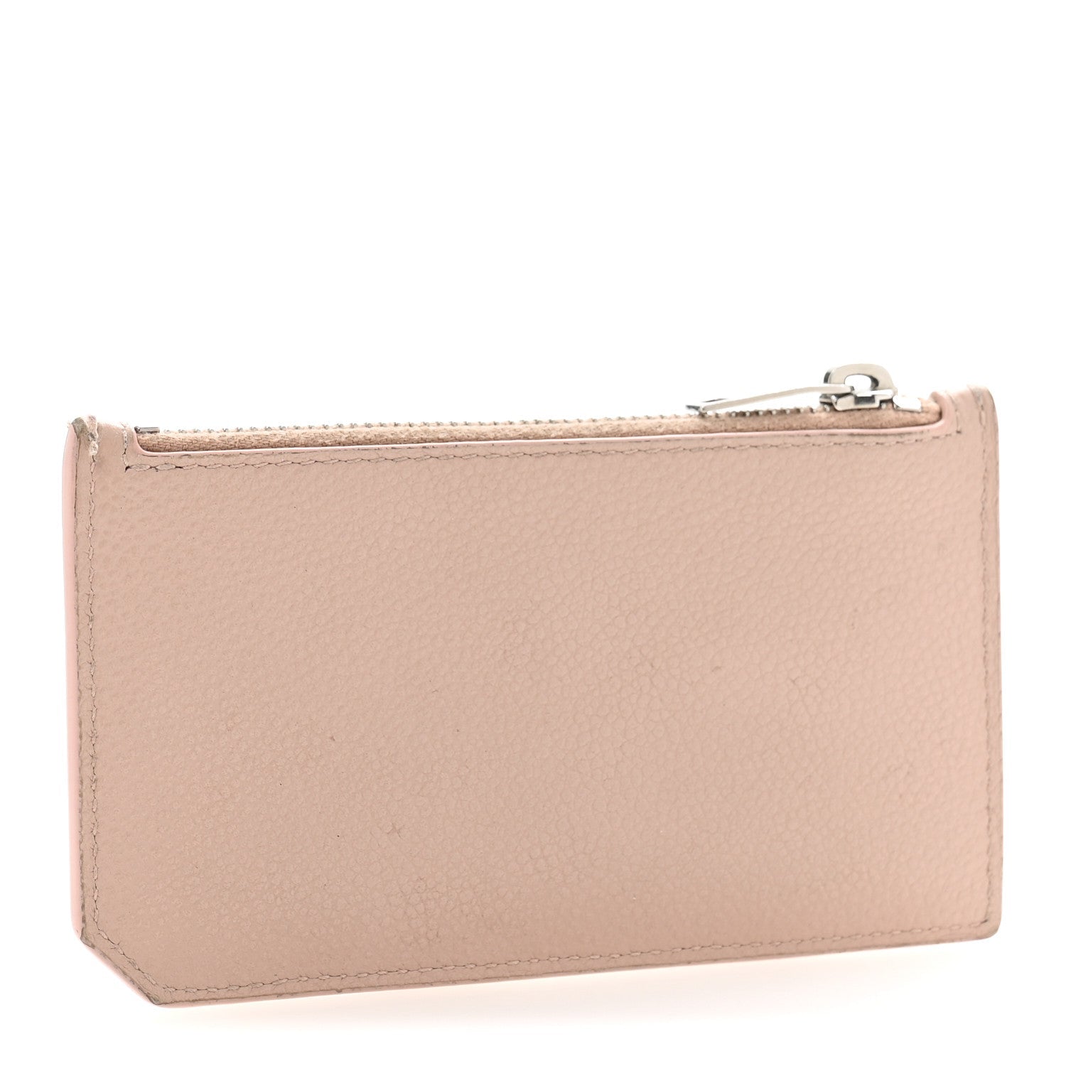 Grained Calfskin 5 Fragments Zip Pouch Card Holder Rose Antic