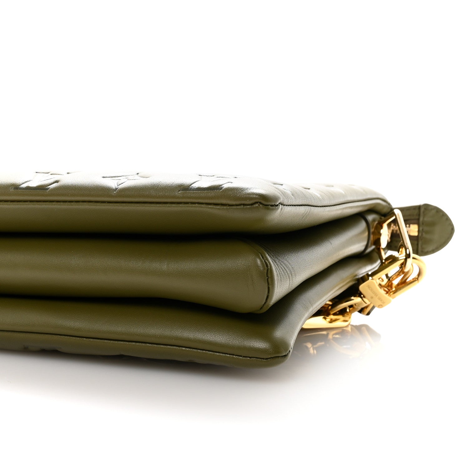 Lambskin Embossed Monogram Coussin MM Khaki