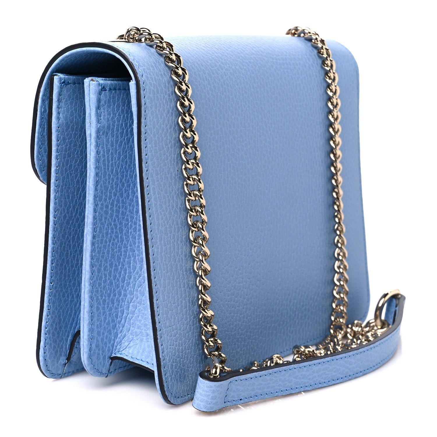 Dollar Calfskin Small Interlocking G Shoulder Bag Mineral Blue