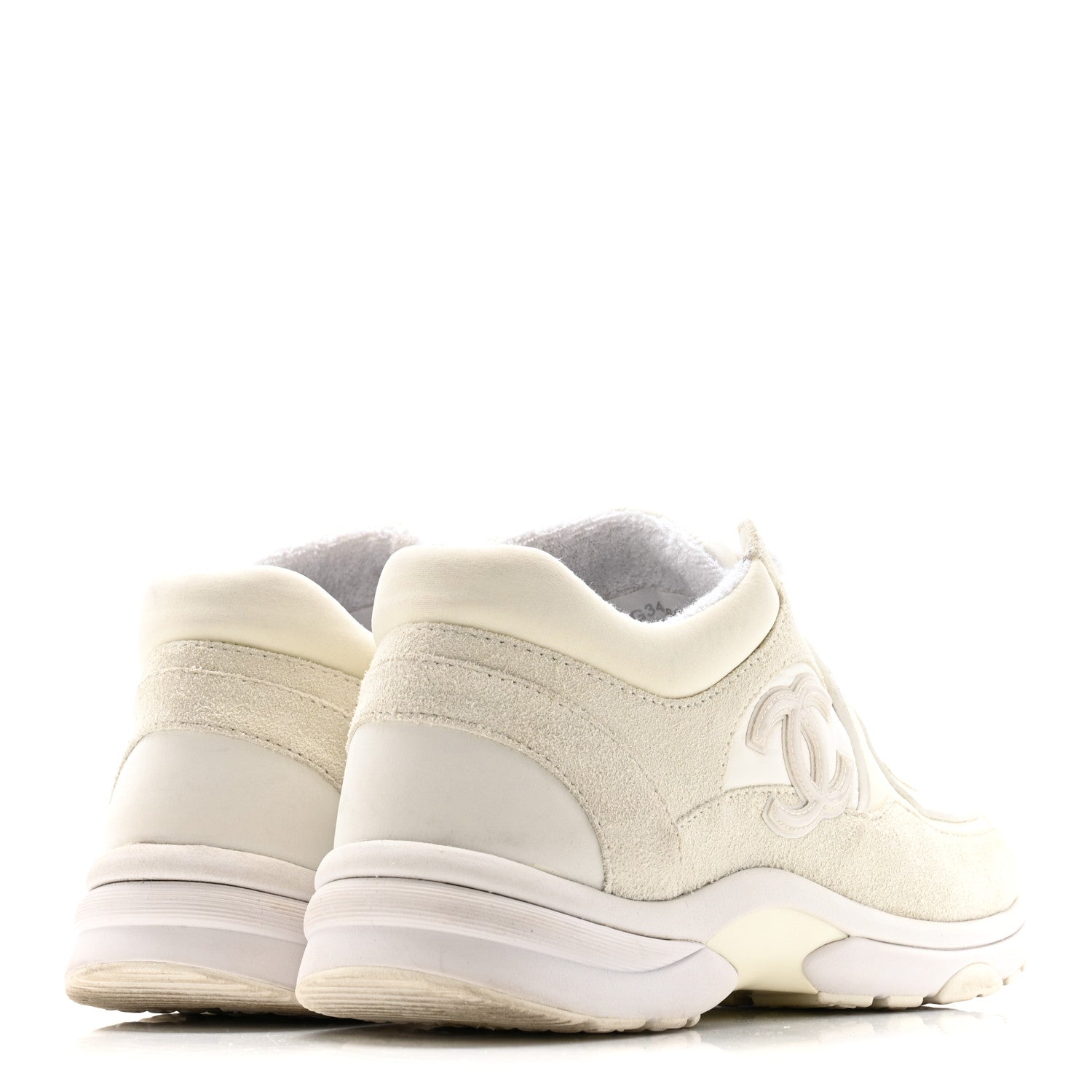 Suede Calfskin Fabric CC Sneakers 39.5 White