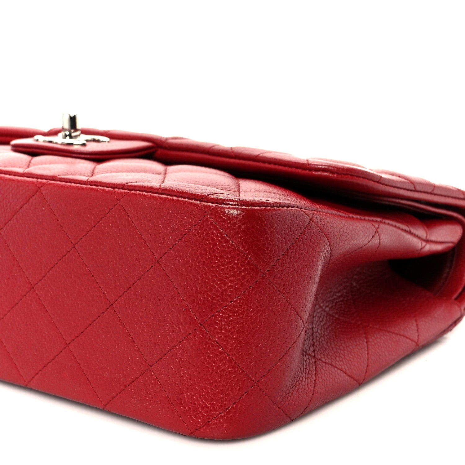 Caviar Quilted Jumbo Double Flap Red