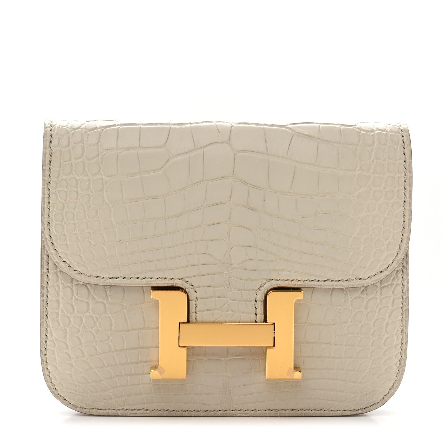 Matte Alligator Constance Slim Wallet Beton