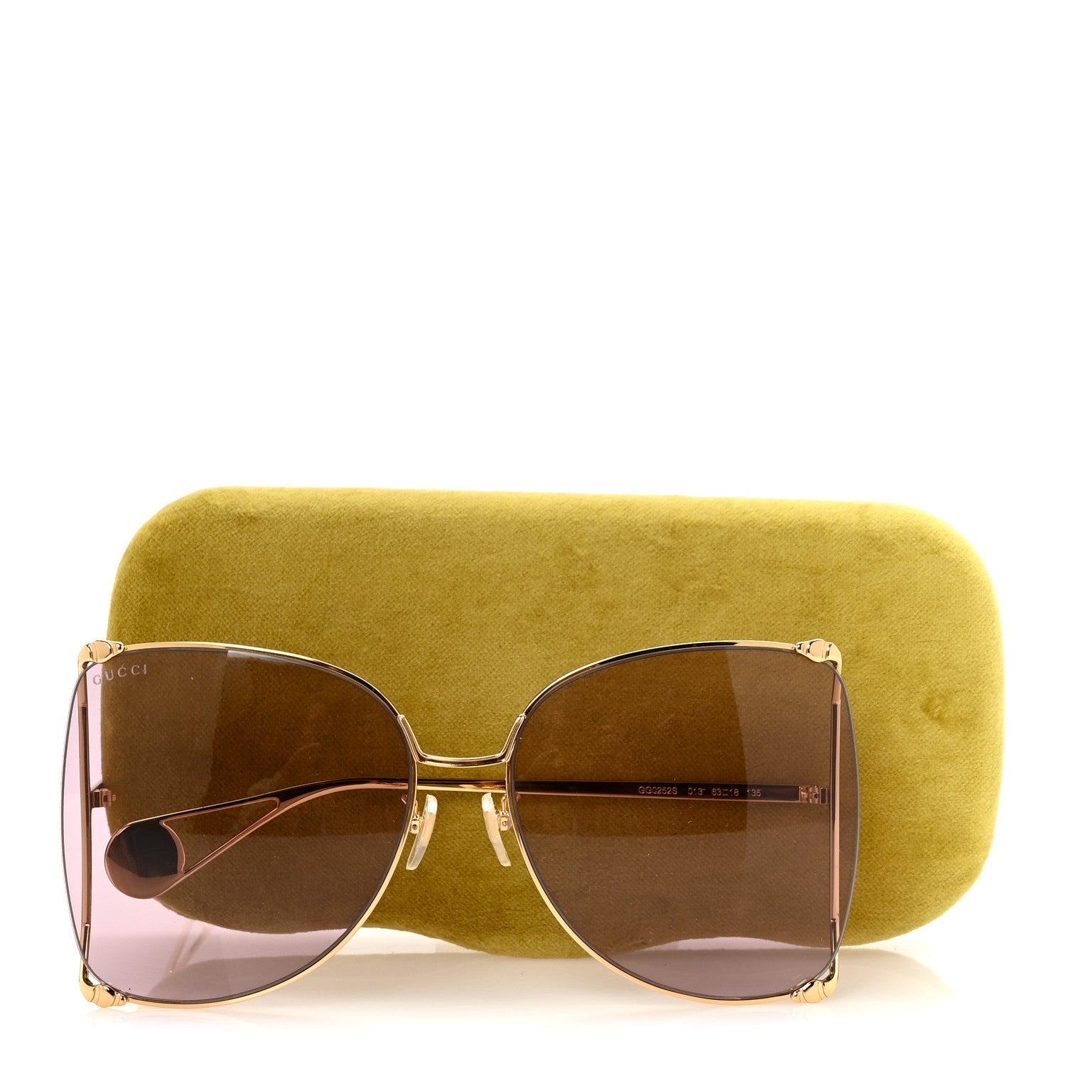 Metal Oversized Round Sunglasses GG0252S Gold Pink