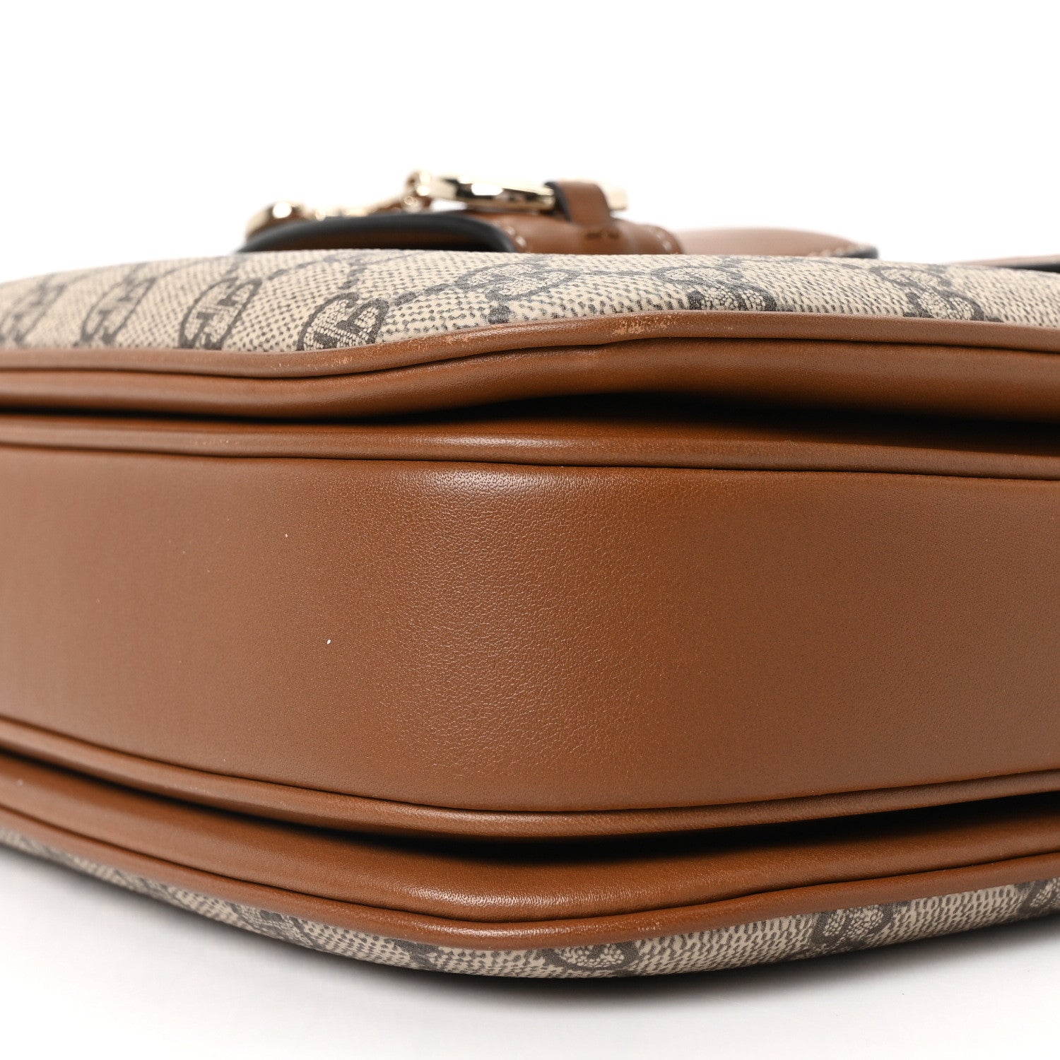 GG Supreme Monogram Horsebit 1955 Soft Small Shoulder Bag Beige Brown Sugar