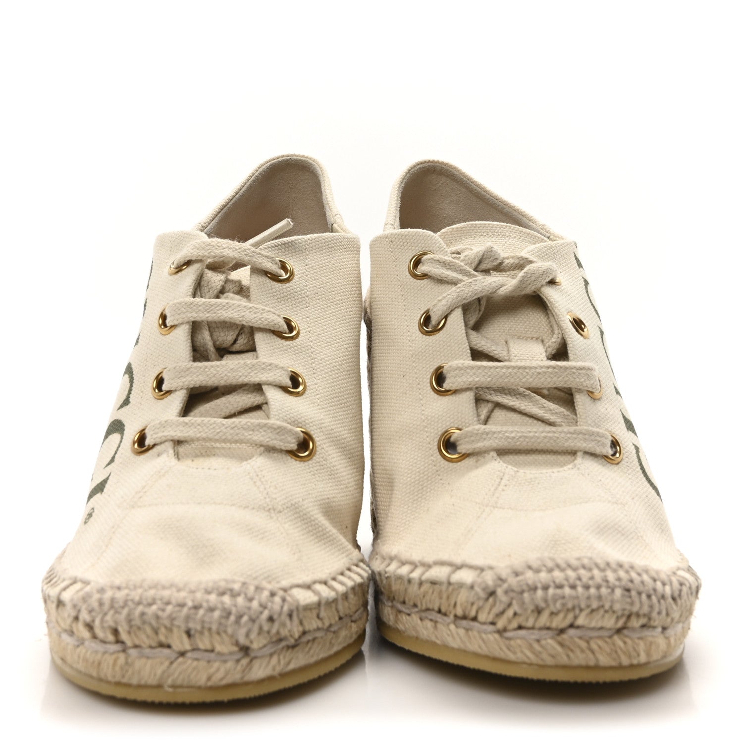 Canvas Logo Espadrille Wedge Sneakers 35 White