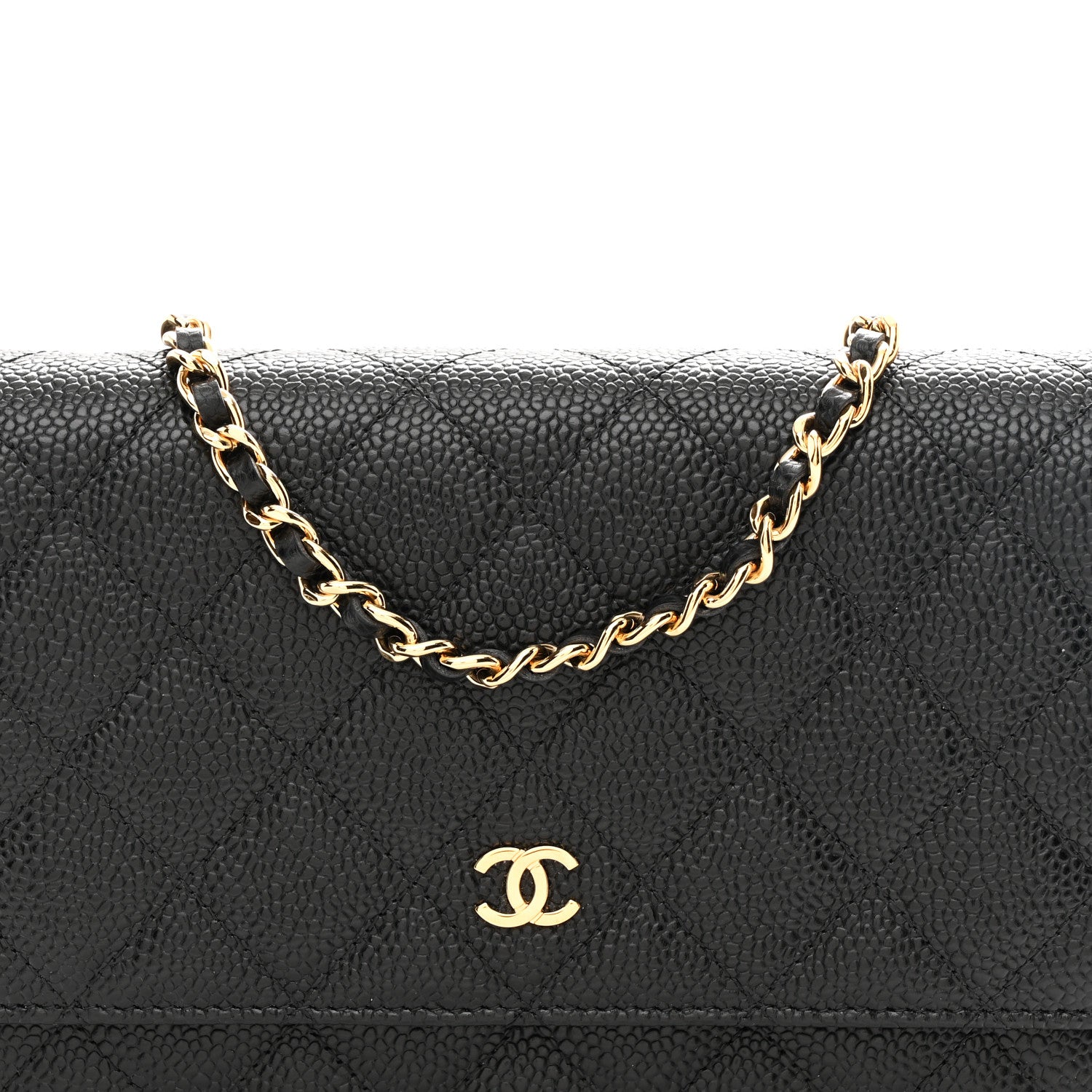 Lambskin Quilted Wallet On Chain WOC Black