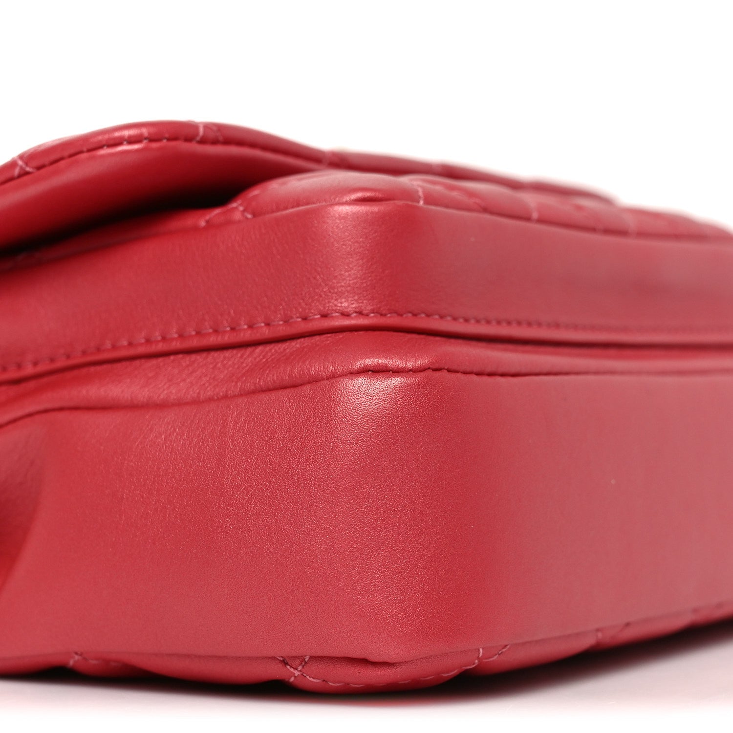Calfskin Quilted Top Handle Flap Dark Pink