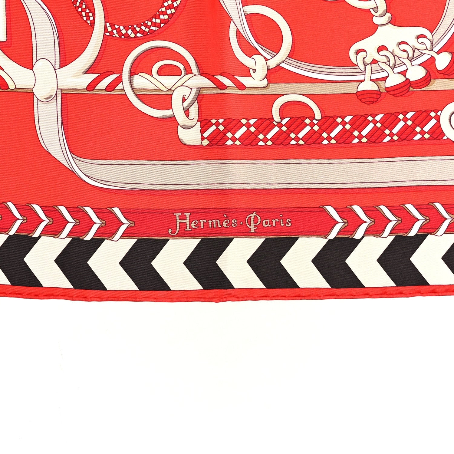 Silk Panoplie Equestre Scarf 90 Rouge Creme Ebene
