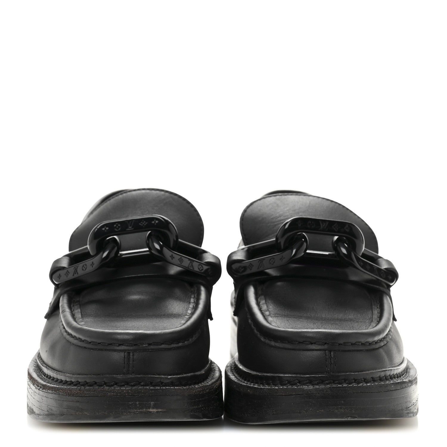 Calfskin Oversized Chain Academy Loafers 37 Black