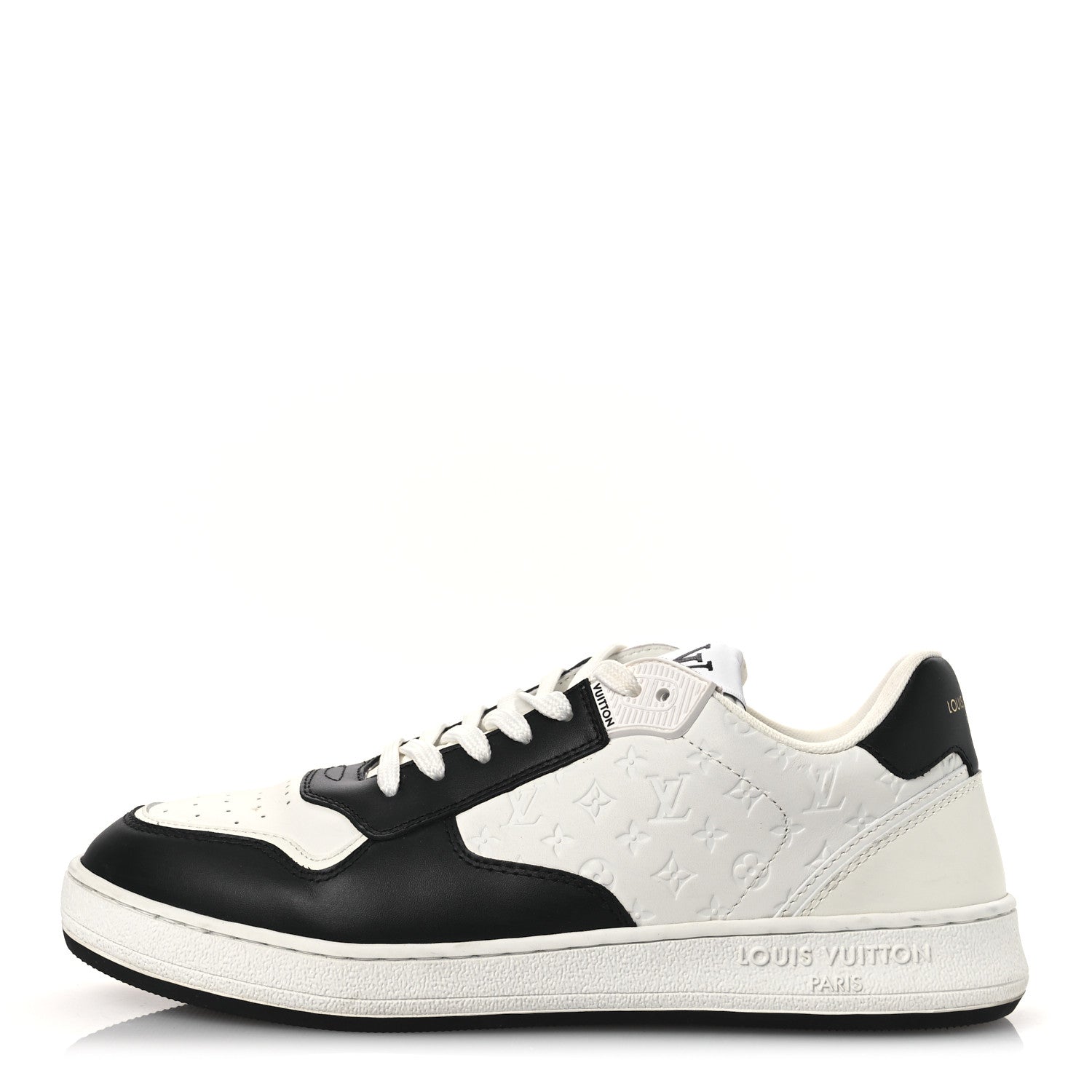 Calfskin Monogram LV Stadium Sneaker 38 White Black