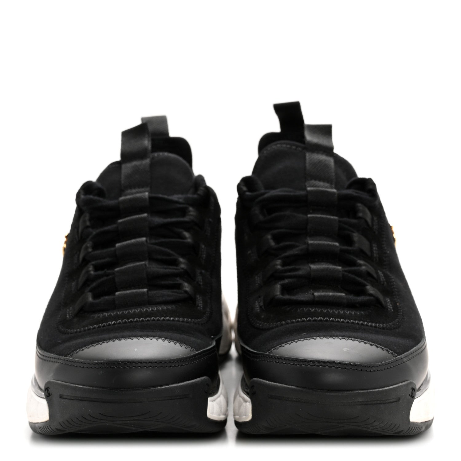 Velvet Calfskin Mixed Fibers CC Sneakers 38 Black