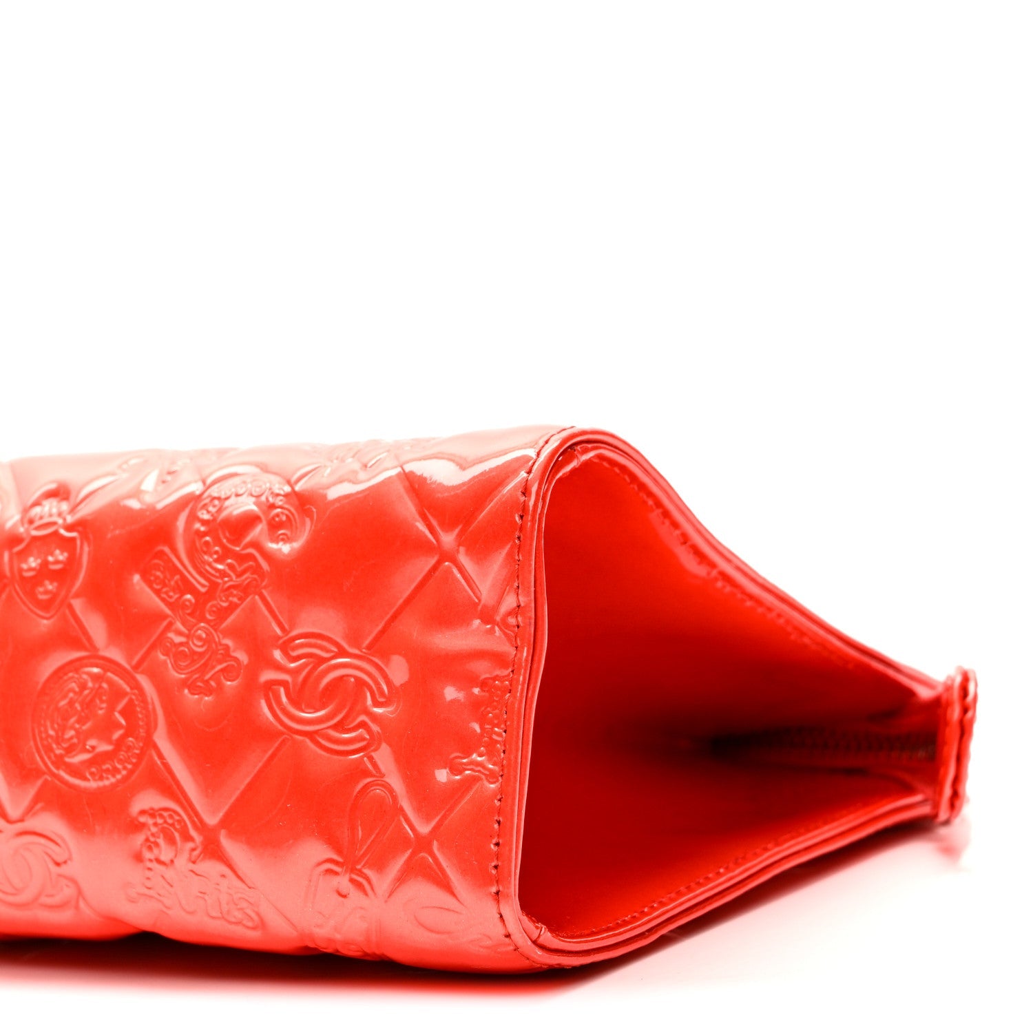Patent Calfskin Lucky Symbols Pochette Coral
