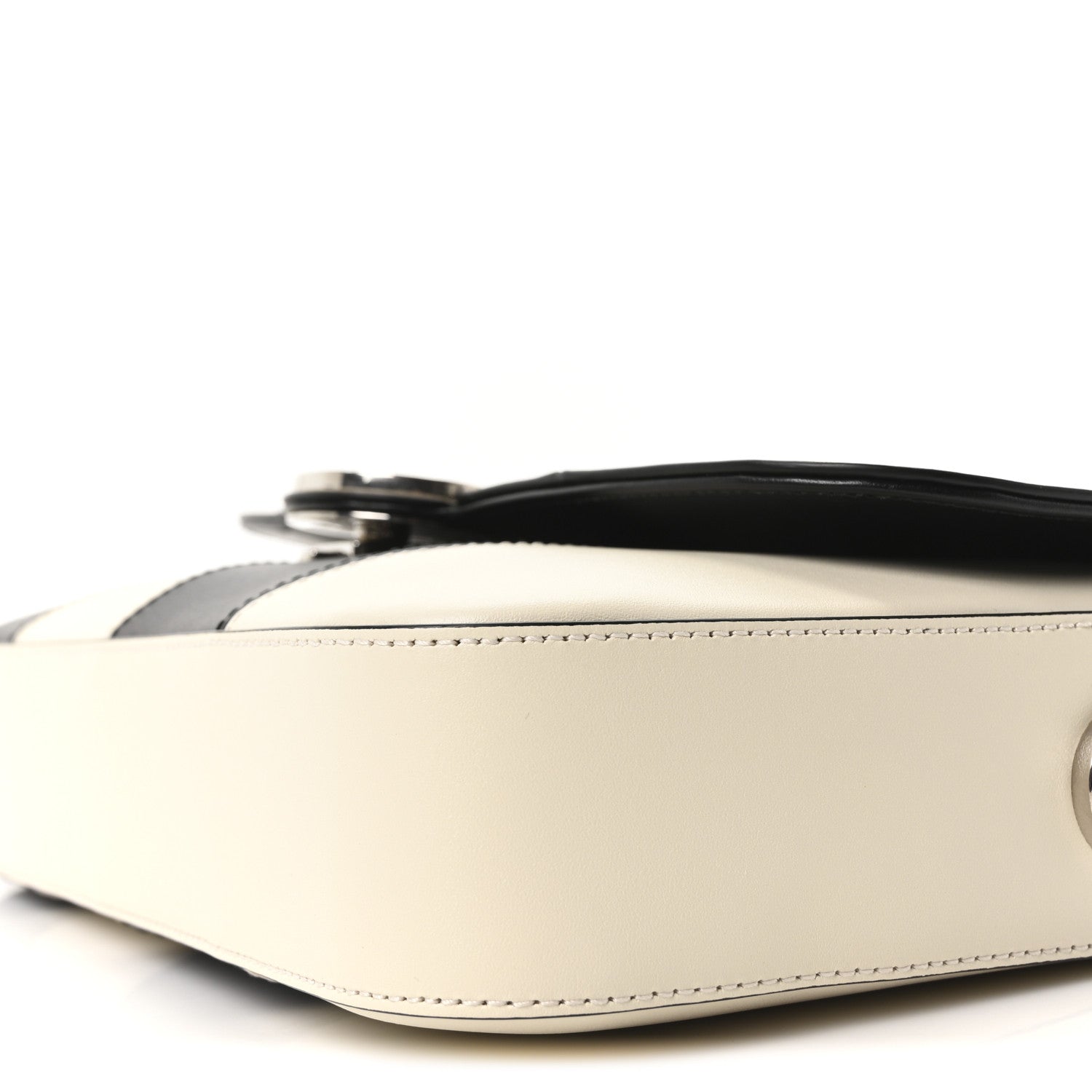 Senna Calfskin Lines Petite GG Top Handle Shoulder Bag Black Mystic White