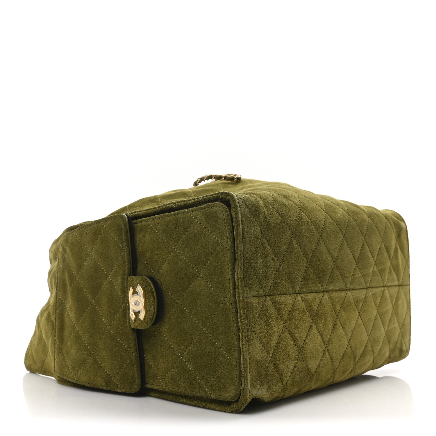 Suede Quilted Medium Chanel 25 Handbag Khaki