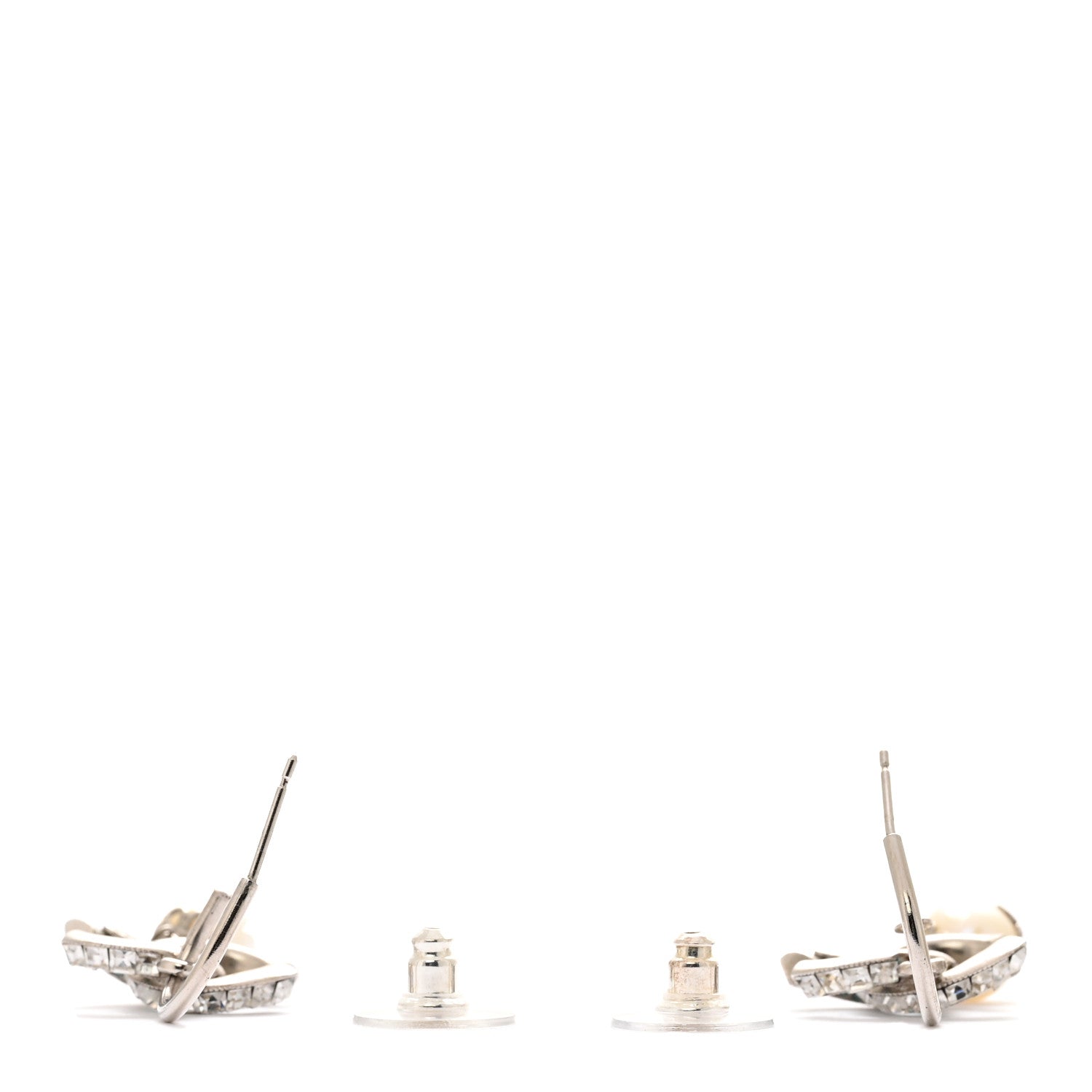 Crystal CC Drop Earrings Blue Silver