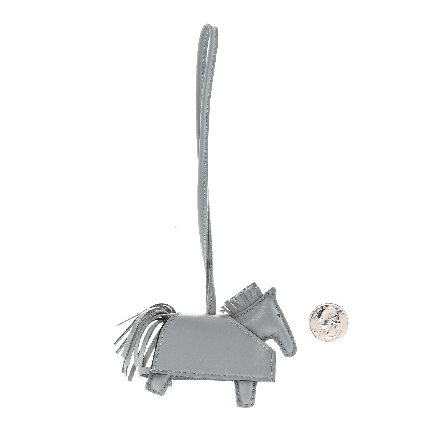 Milo Lambskin Studded Grigri Rodeo Robeo Rock Horse Bag Charm PM Gris Pantin
