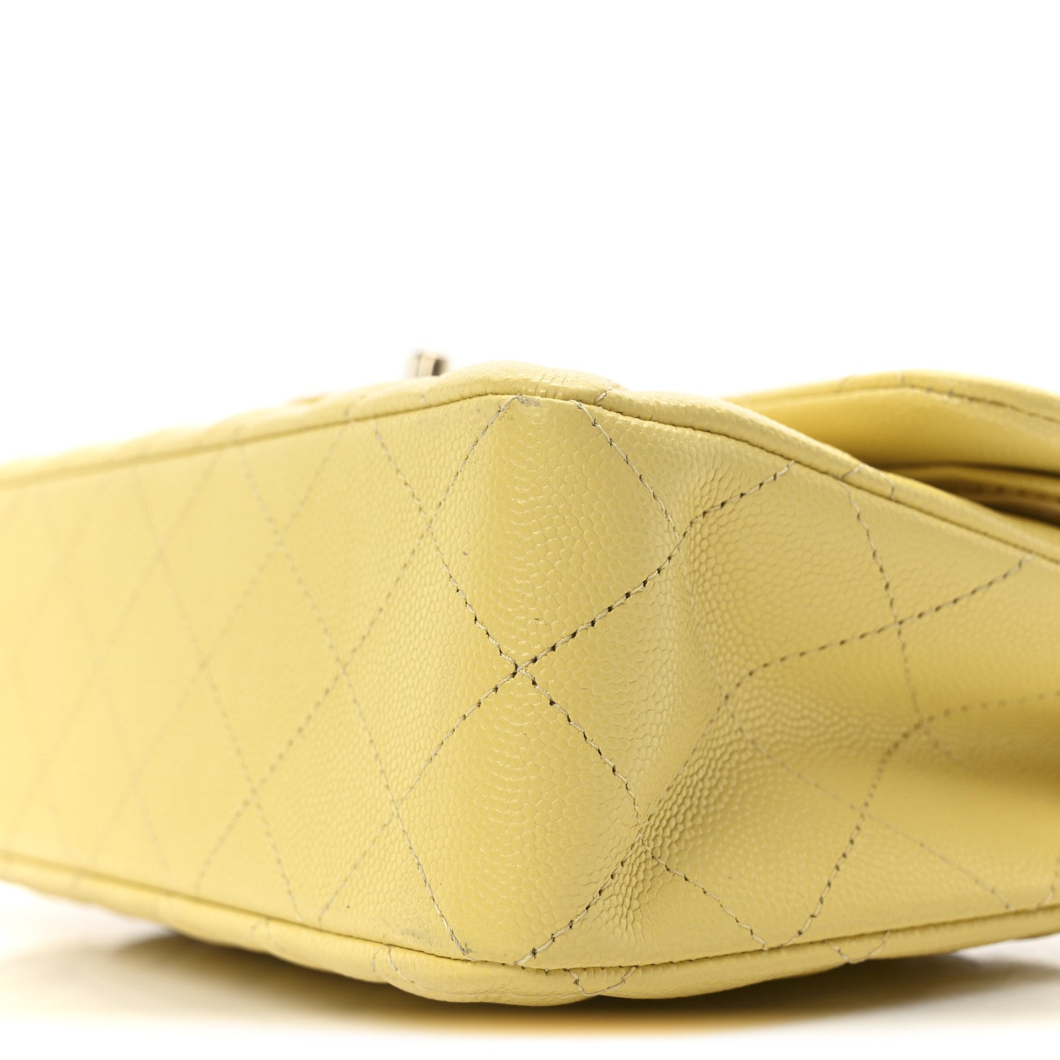 Caviar Quilted Small Double Flap Light Yellow