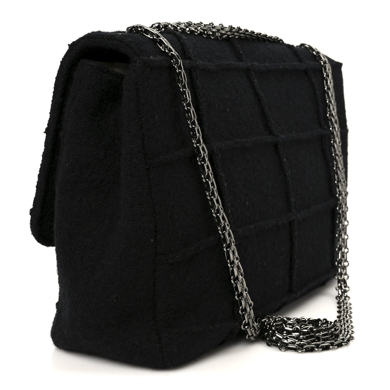 Wool Jumbo Chocolate Bar Mademoiselle Flap Black