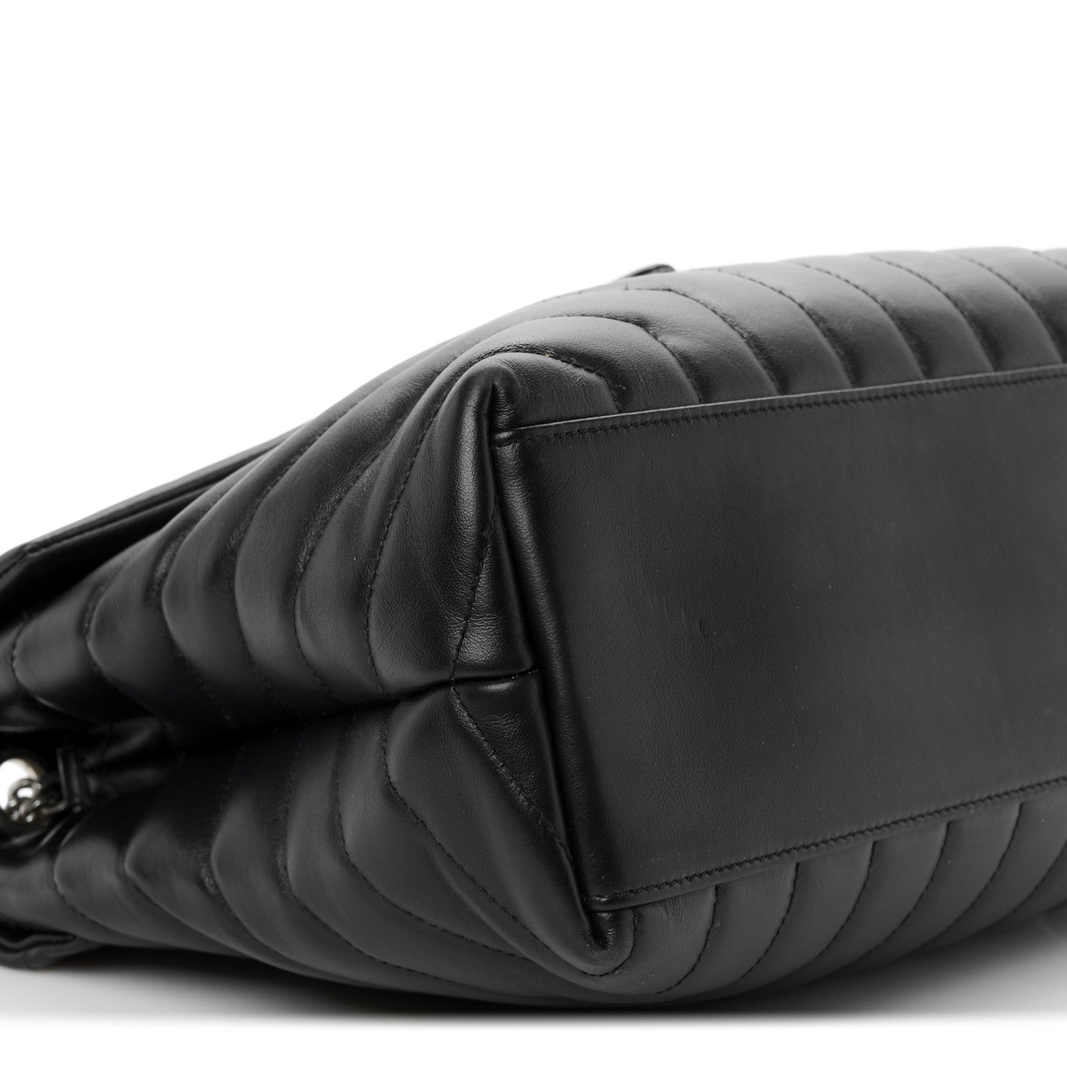 Calfskin Y Quilted Monogram Medium Loulou Chain Satchel Black
