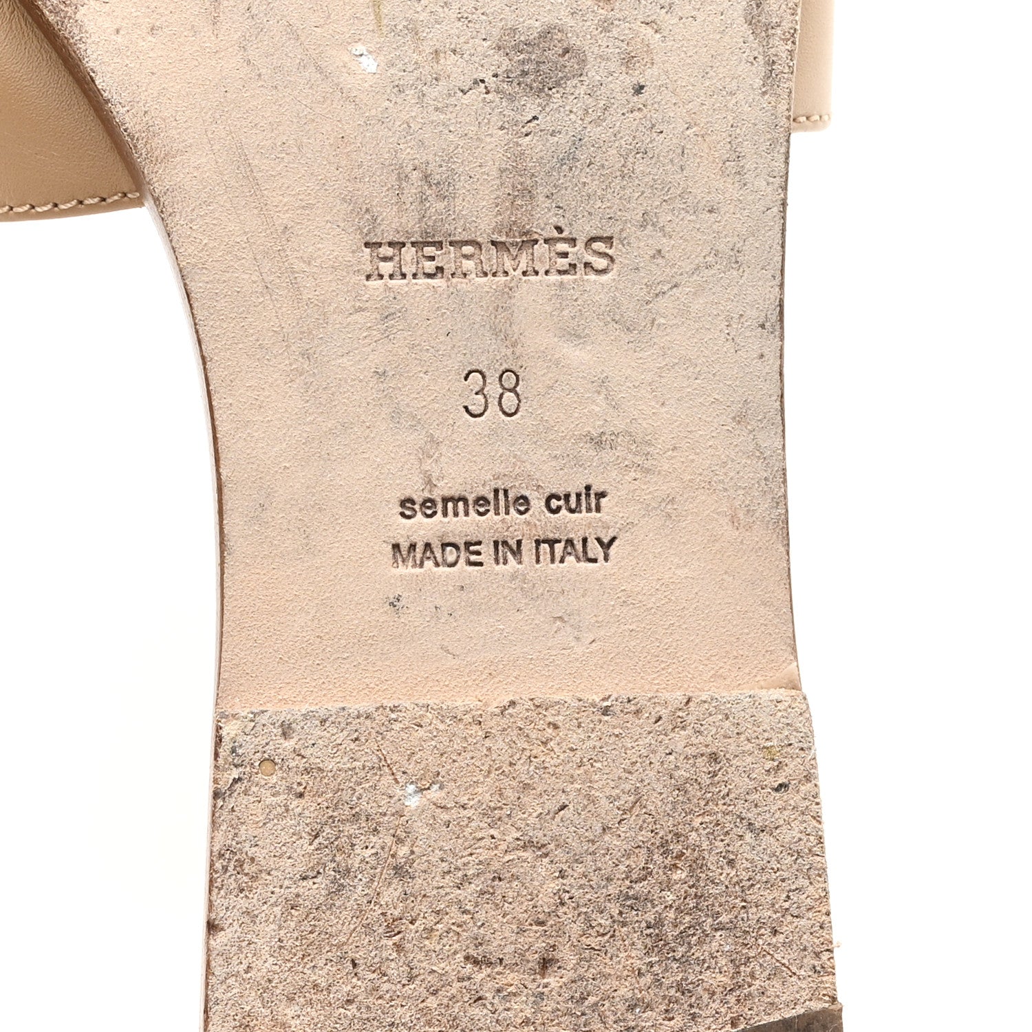 Calfskin Oran Sandals 38 Beige Albinos