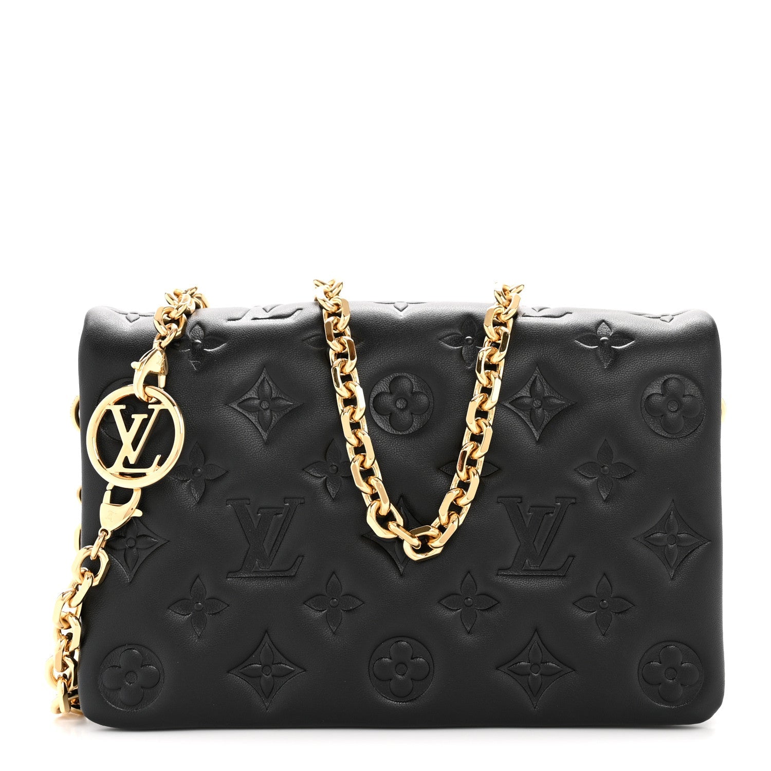 Lambskin Embossed Monogram Pochette Coussin Black