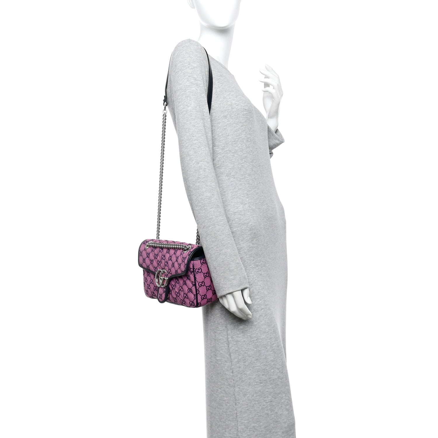 Monogram Multicolor Matelasse Diagonal Small GG Marmont Shoulder Bag Pink Blue