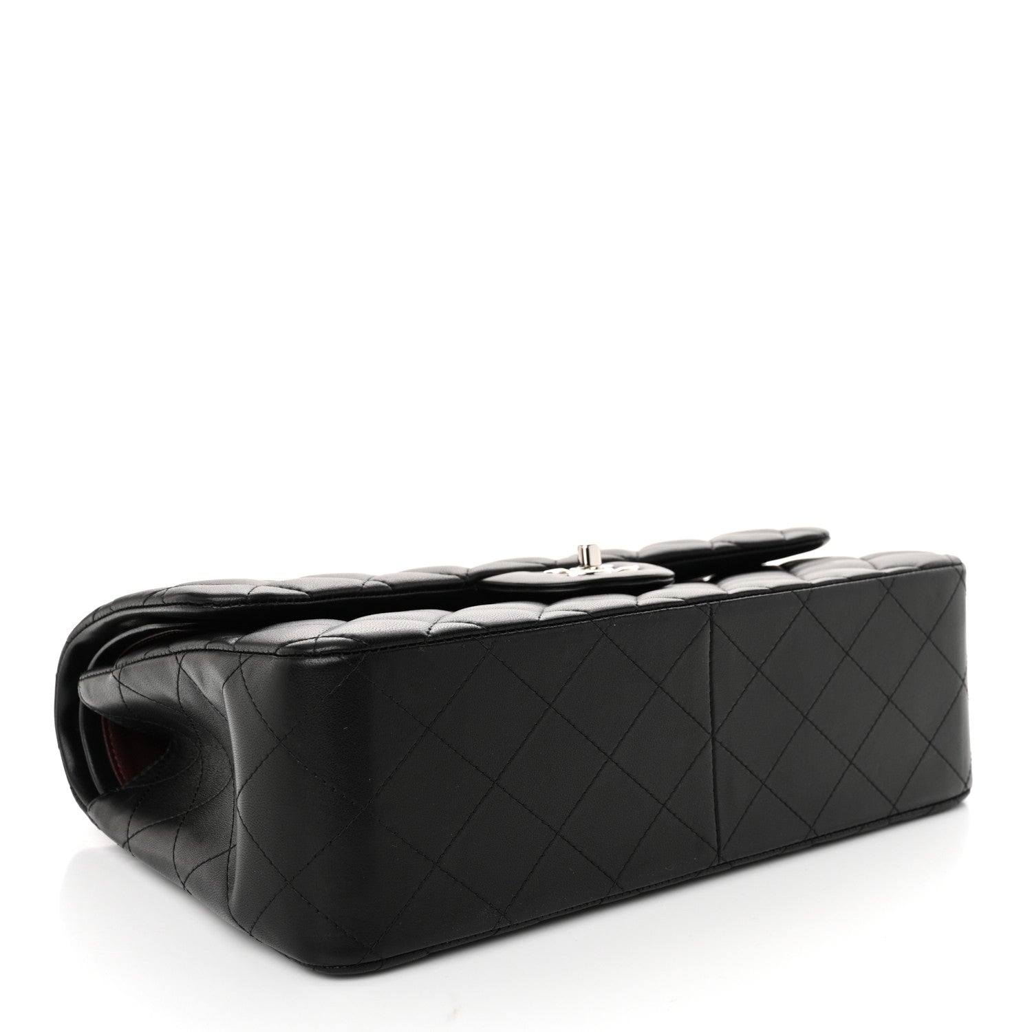 Lambskin Quilted Jumbo Double Flap Black