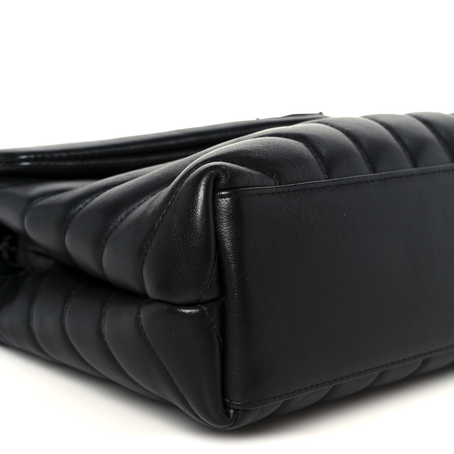Calfskin Y Quilted Monogram Monochrome Small Loulou Chain Satchel Black