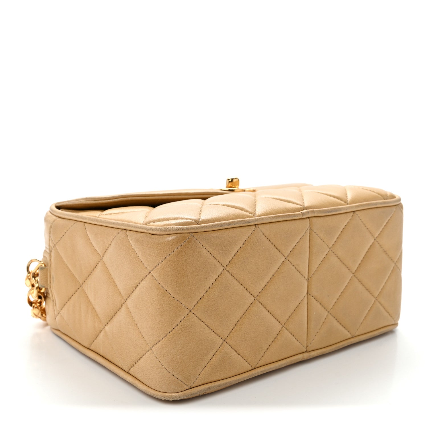 Lambskin Quilted Tassel Flap Camera Bag Light Beige