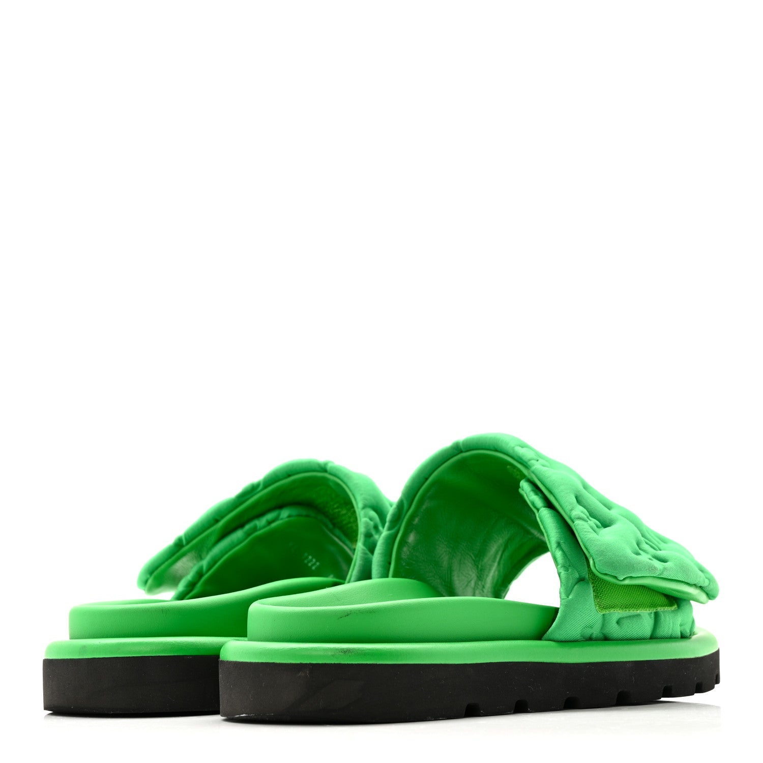 Technical Fabric Embossed Monogram Pool Pillow Comfort Mules 35 Green