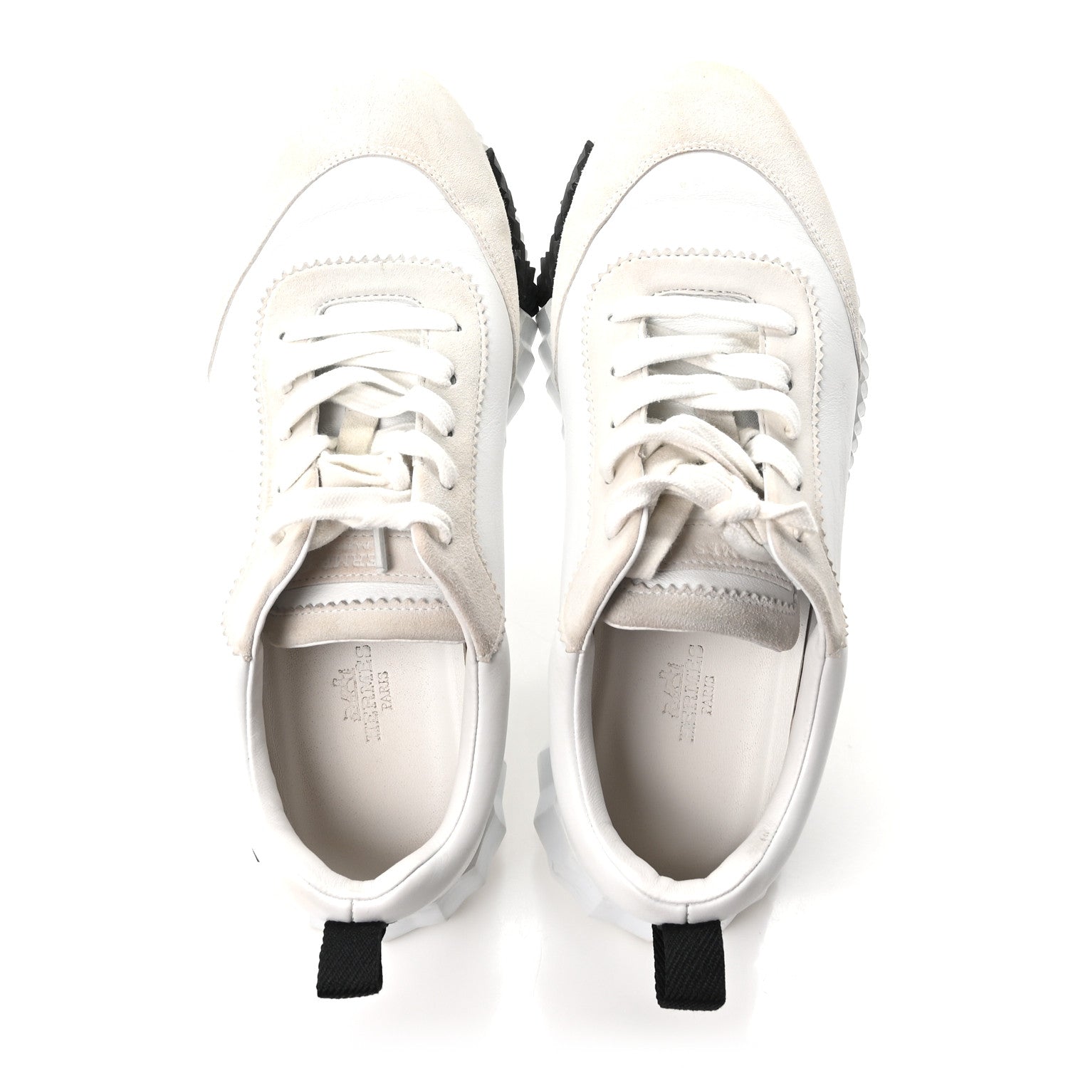 Calfskin Suede Goatskin Bouncing Sneakers 37.5 White Black