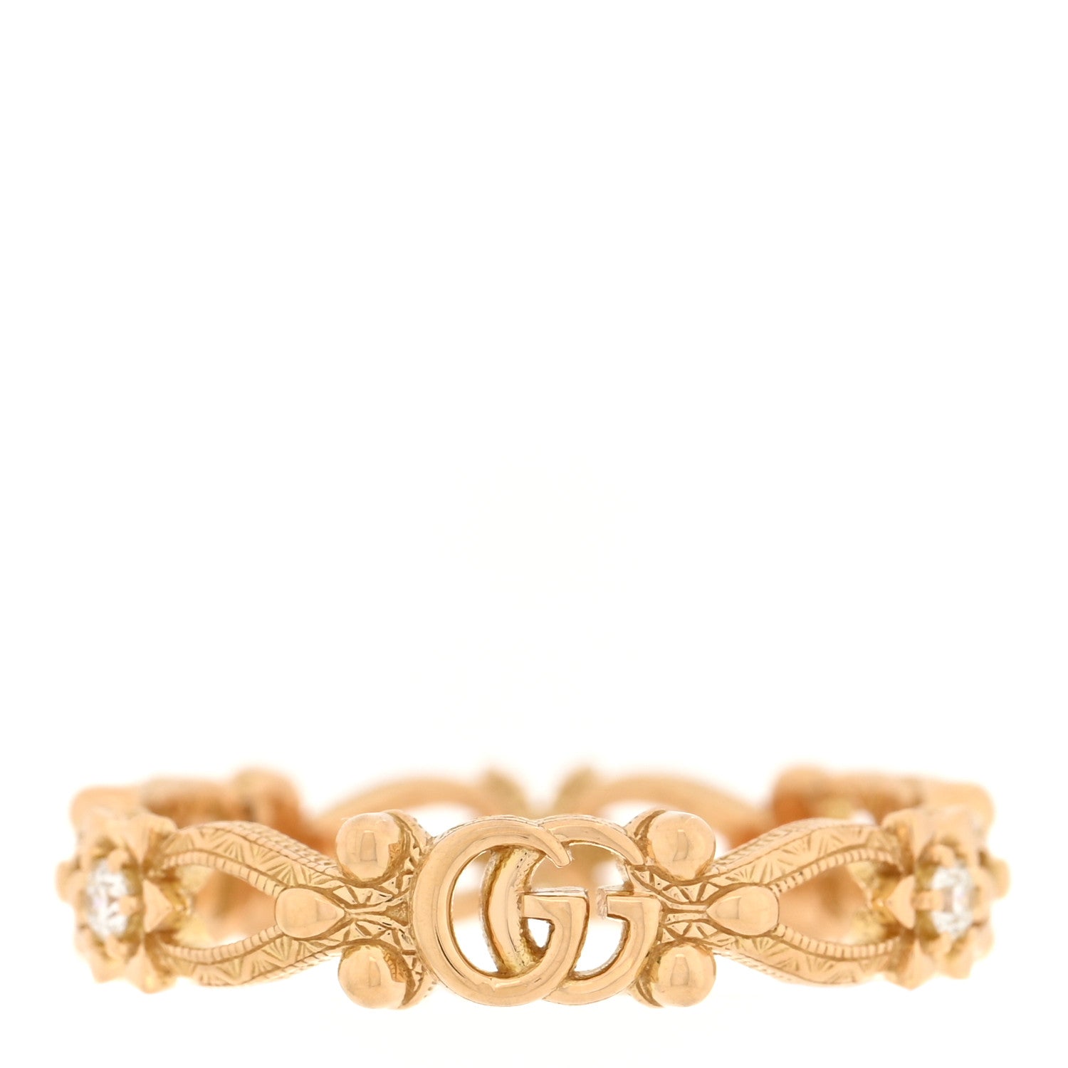 18K Yellow Gold Diamond Flora Band Ring 53 6.25