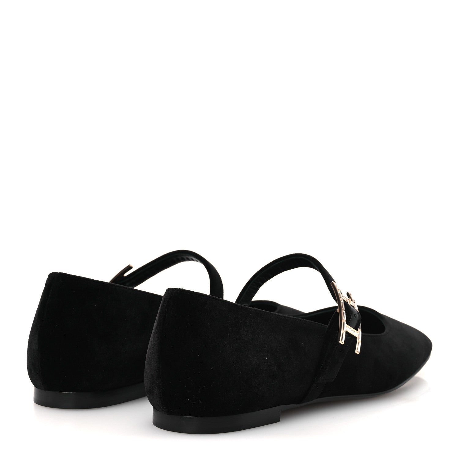 Velvet Crystal Jane Ballet Flats 37 Black