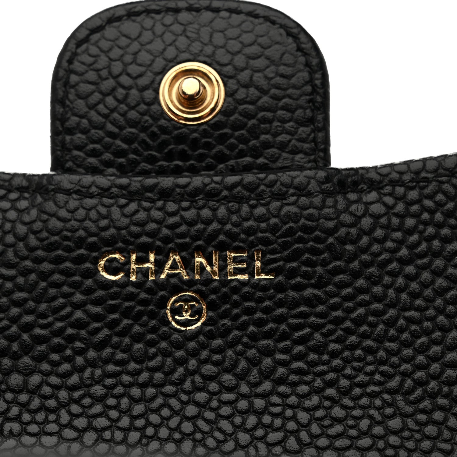 Caviar Quilted Compact Flap Wallet Black