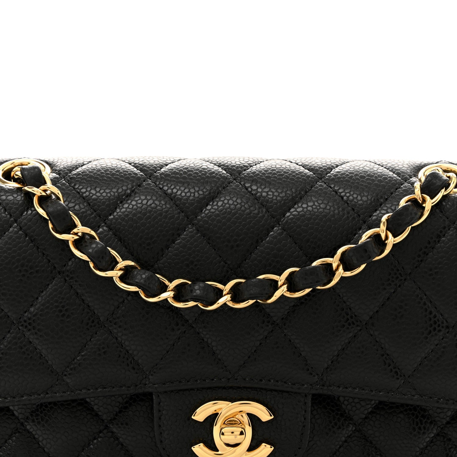 Caviar Quilted Small Double Flap Black