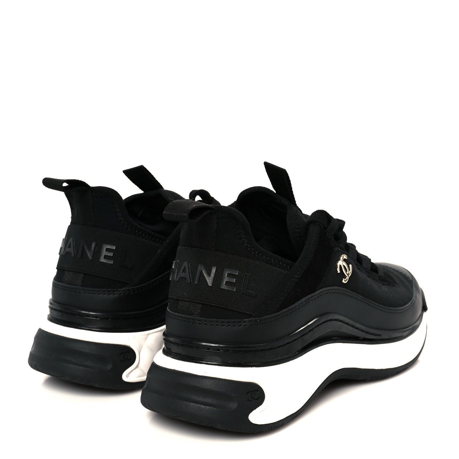 Velvet Calfskin Mixed Fibers CC Sneakers 36.5 Black