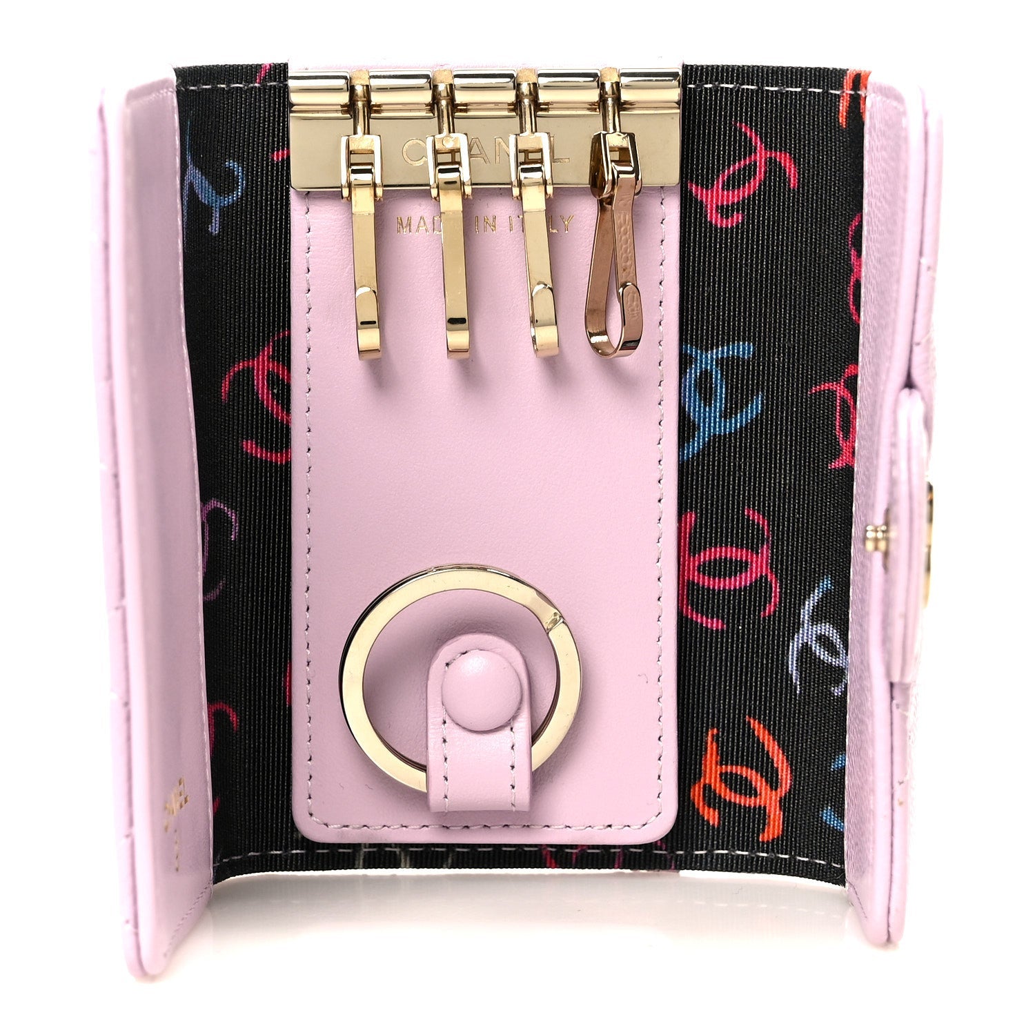 Caviar Quilted Classic 4 Key Holder Wallet Light Pink
