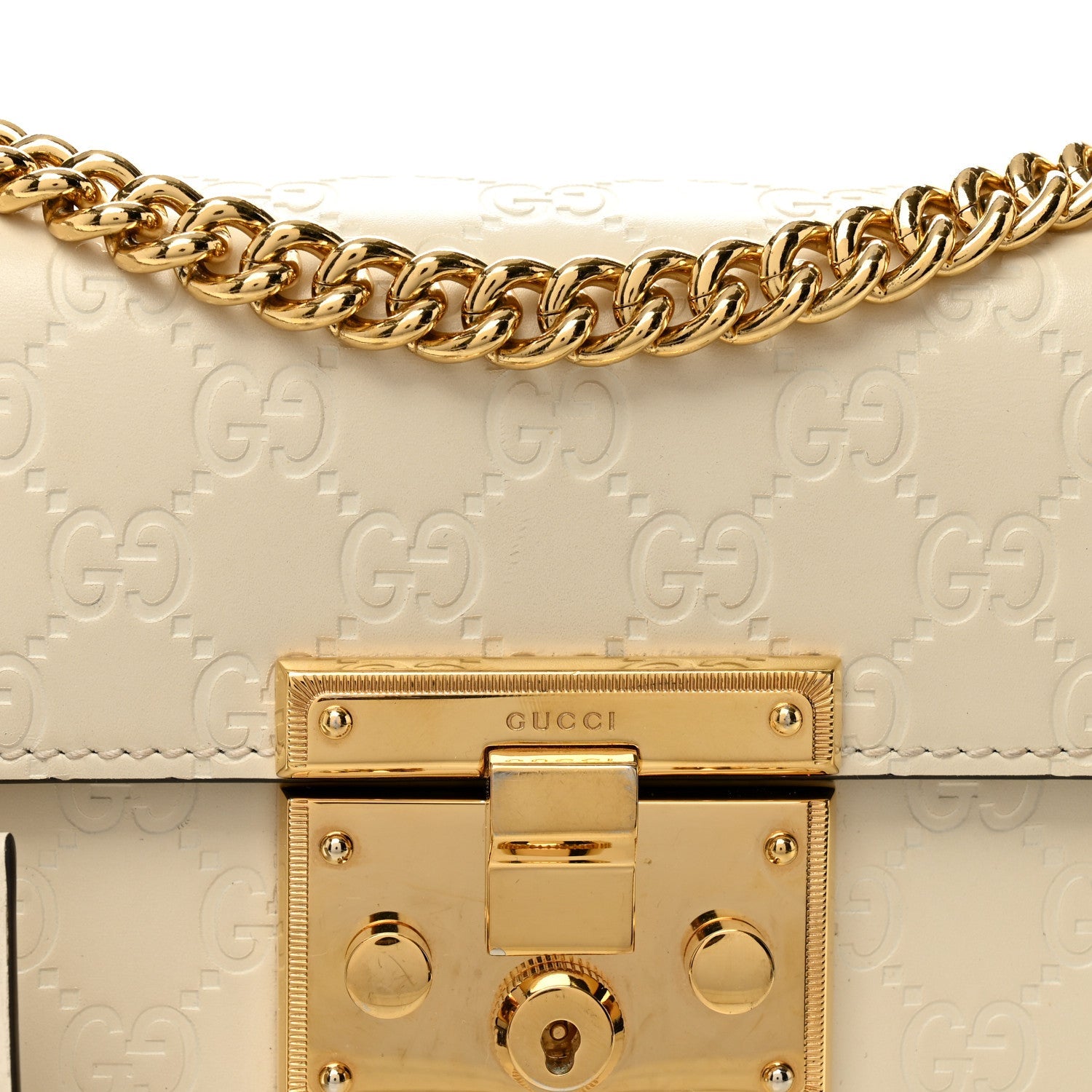 Guccissima Small Padlock Shoulder Bag White