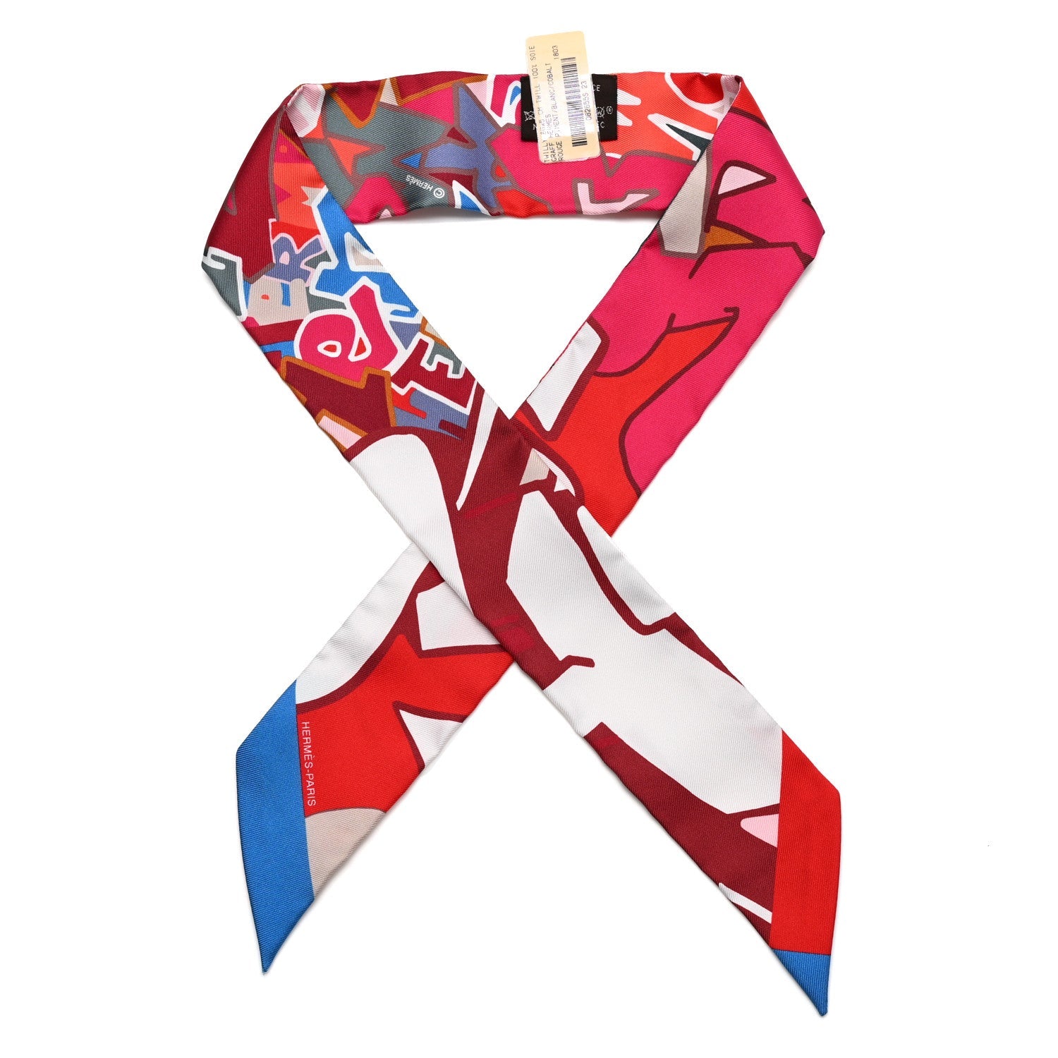 Silk Graff Graffiti Twilly Rouge Piment White Cobalt