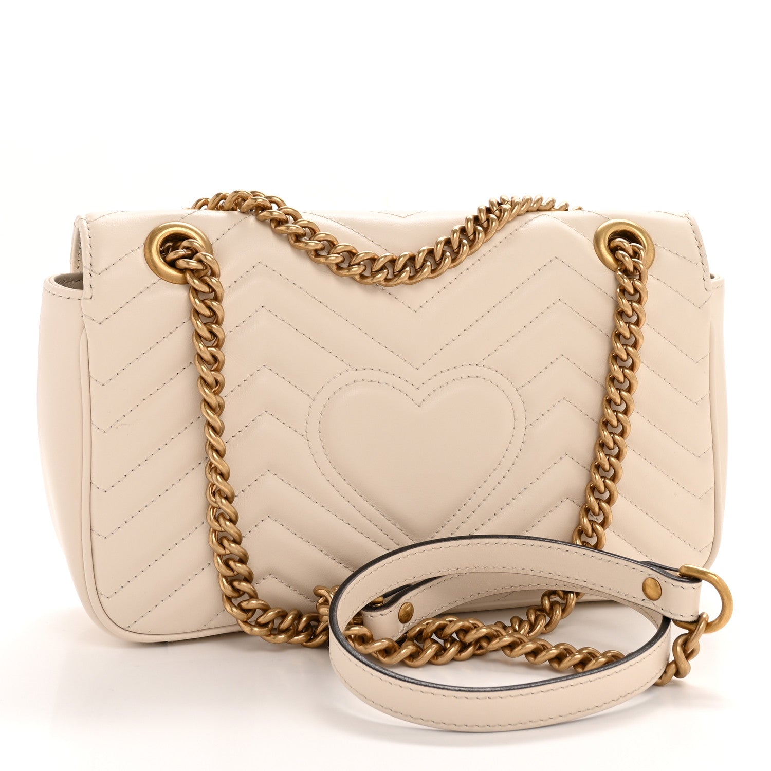 Calfskin Matelasse Small GG Marmont Shoulder Bag White