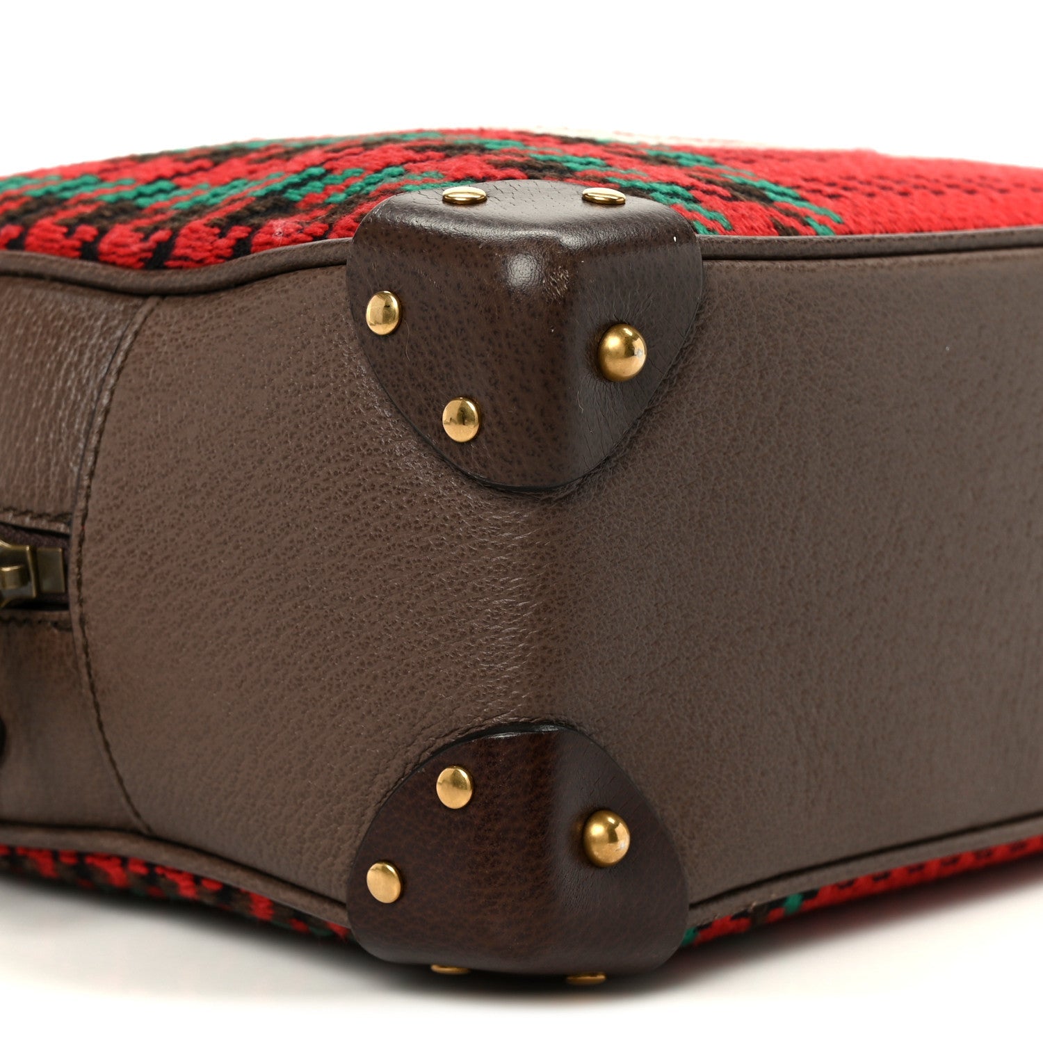 Cotton Wool Textured Calfskin Houndstooth Woven Square Messenger Bag Red Green Ivory Multicolor New Acero