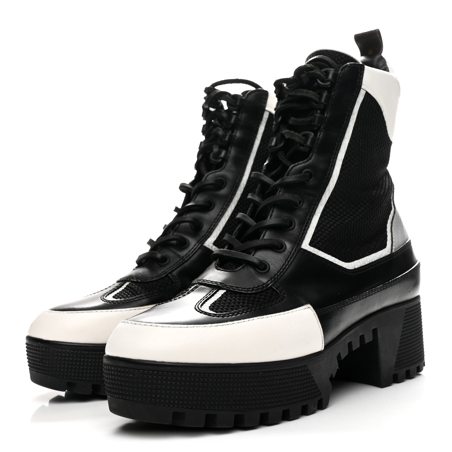 Calfskin Technical Nylon Laureate Platform Desert Boot 39 Black White