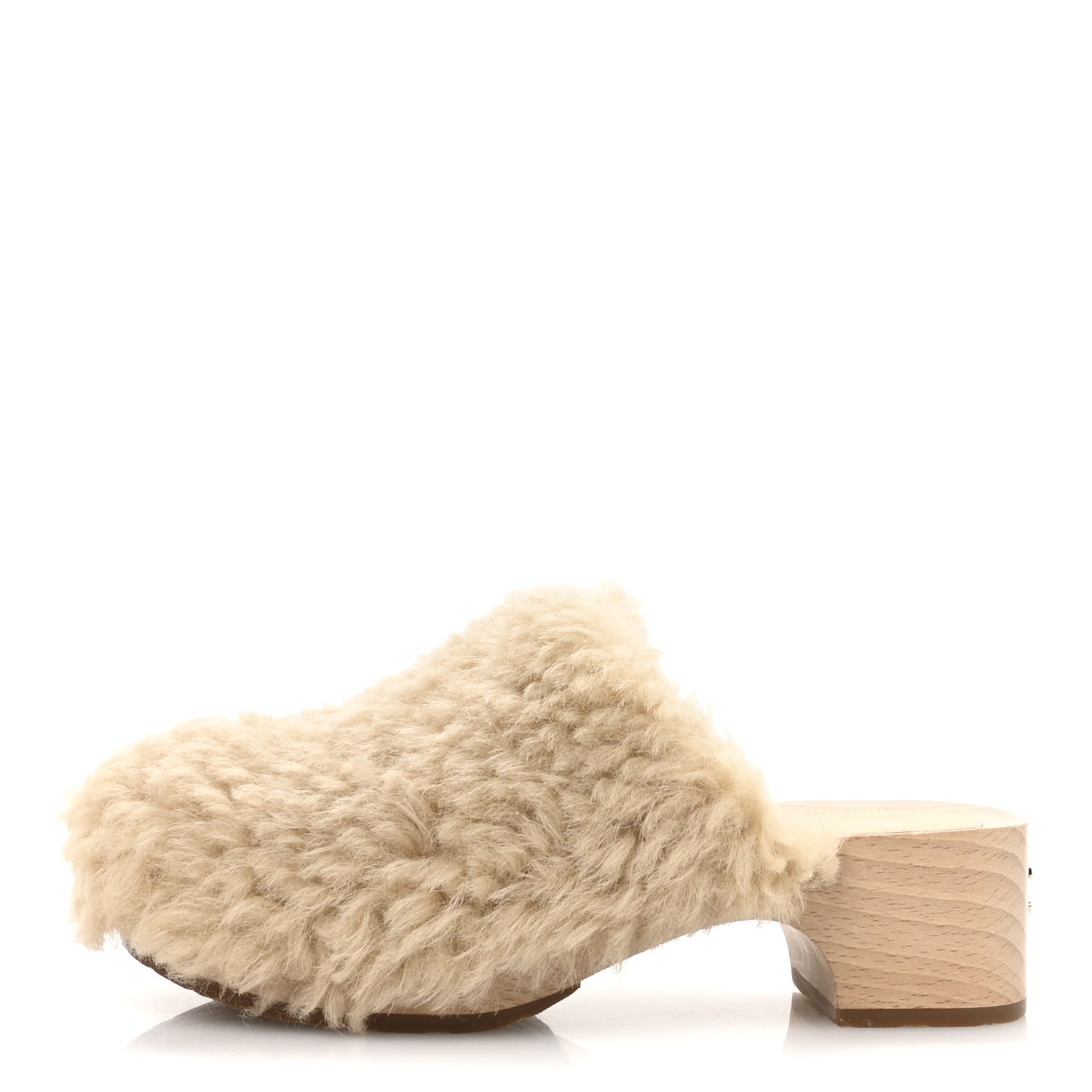 Shearling Lambskin Clogs 38 Beige