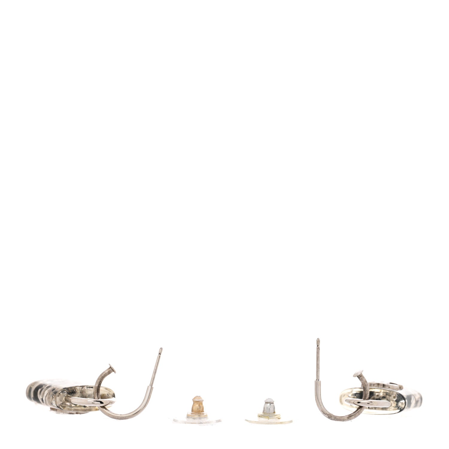 Resin Pearl CC Padlock Earrings Grey