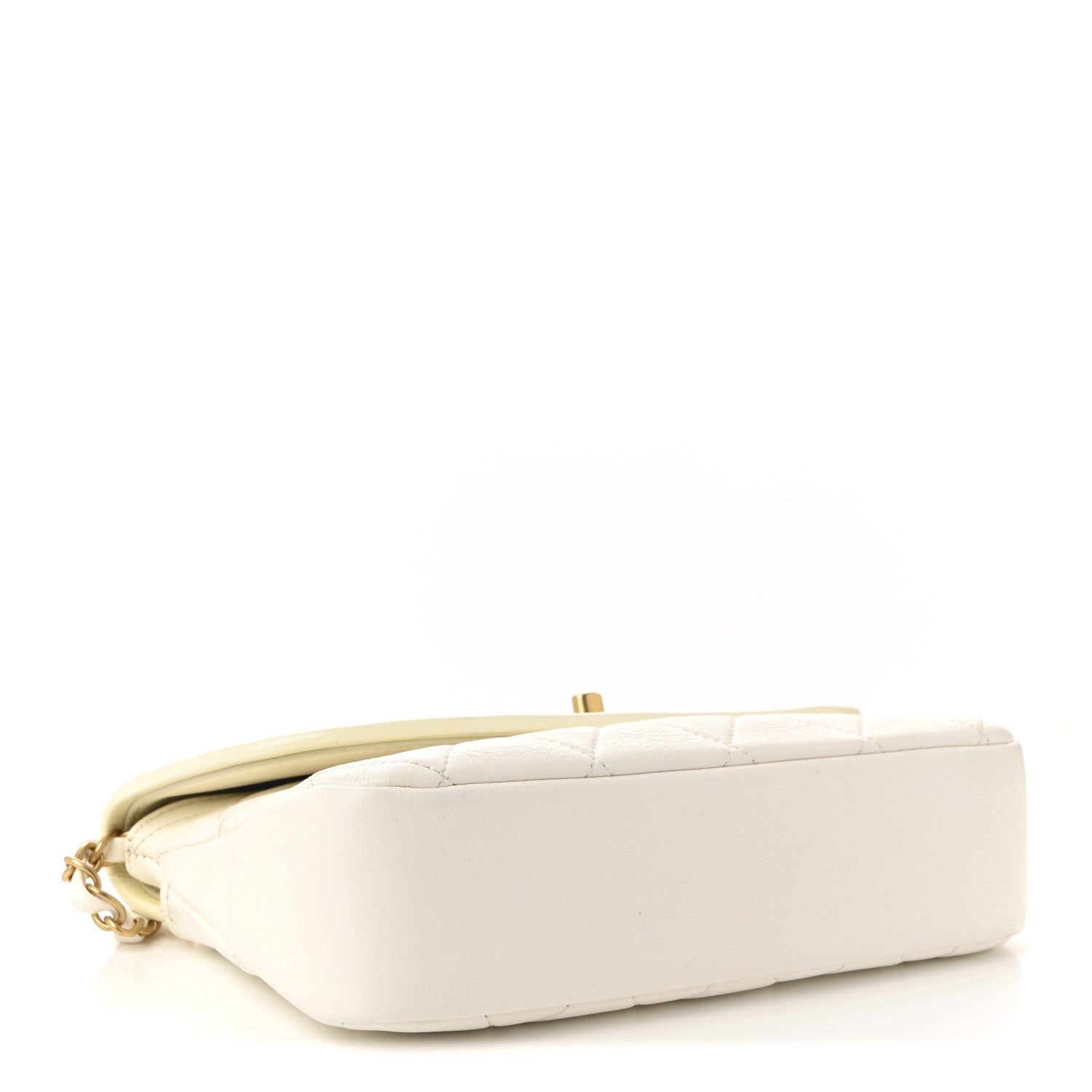 Lambskin Patent Quilted Small La Parisienne Top Handle Flap White