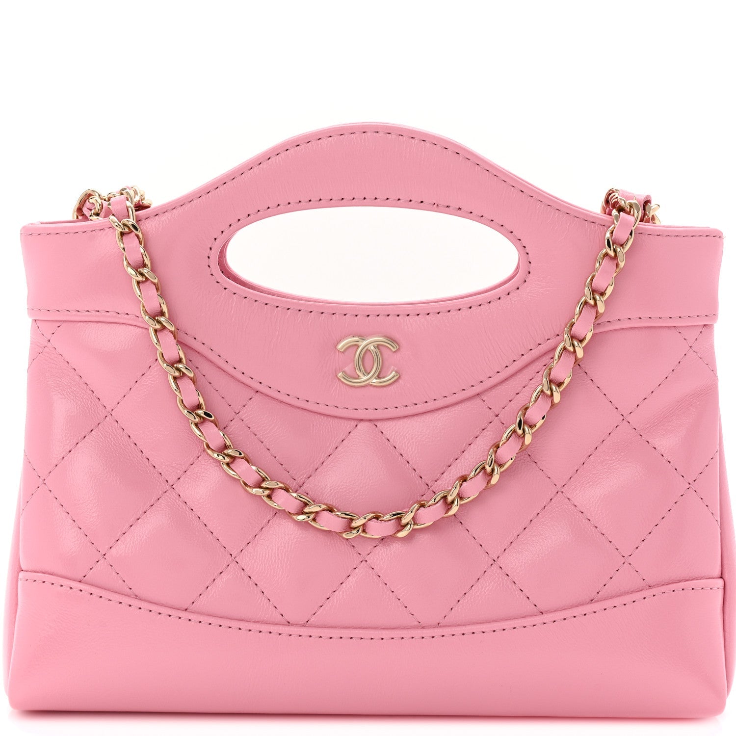 Shiny Lambskin Quilted Nano 31 Shopping Bag Pink