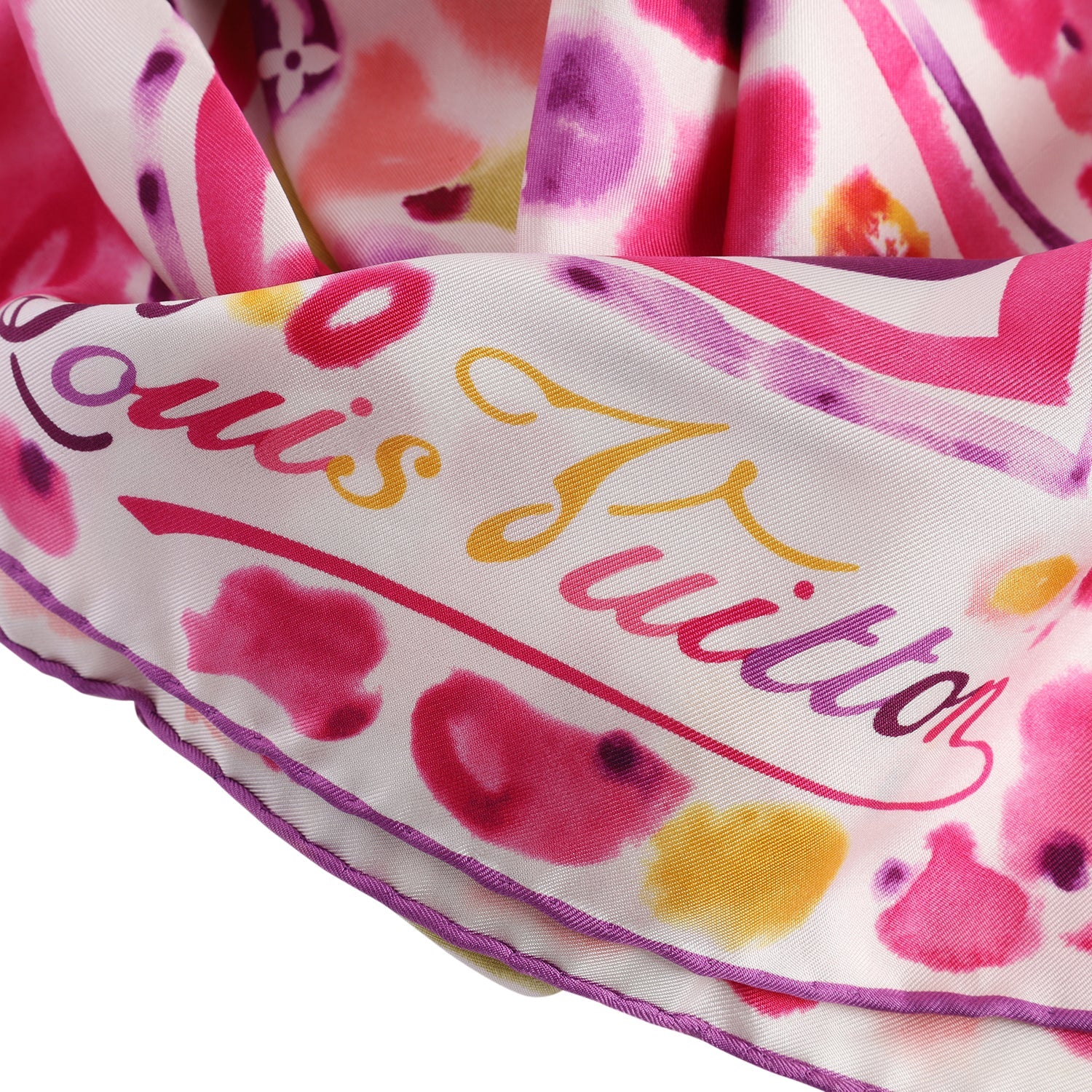 Silk Monogram Watercolor Square Scarf Multicolor